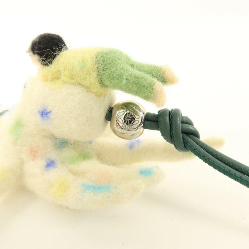 LOEWE 羊毛/牛皮皮革Octopus With Kid Charm銀扣掛飾-6