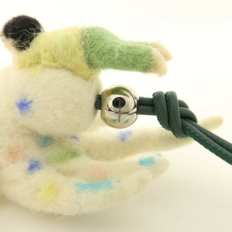 LOEWE 羊毛/牛皮皮革Octopus With Kid Charm銀扣掛飾-7