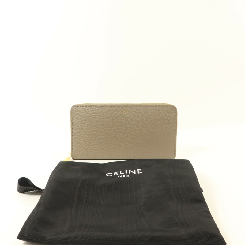 CELINE 牛皮皮革Long Round Wallet金扣長錢包-9