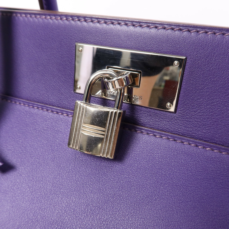 HERMES Swift皮革Tool Box 26銀扣肩背袋Anemone-6