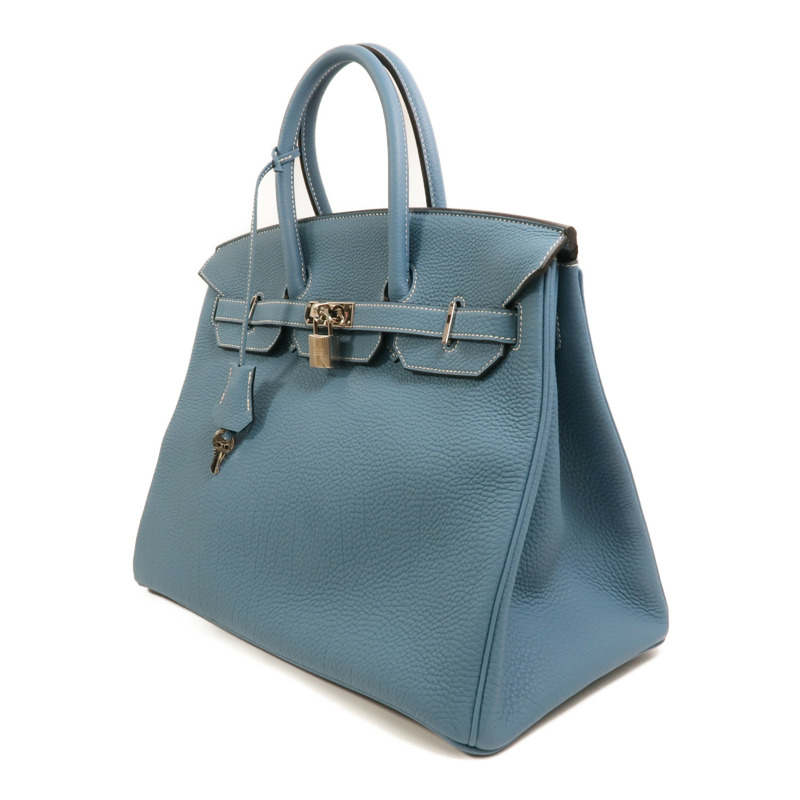 HERMES Togo皮革Birkin 35銀扣手挽袋Bleu Jean-2