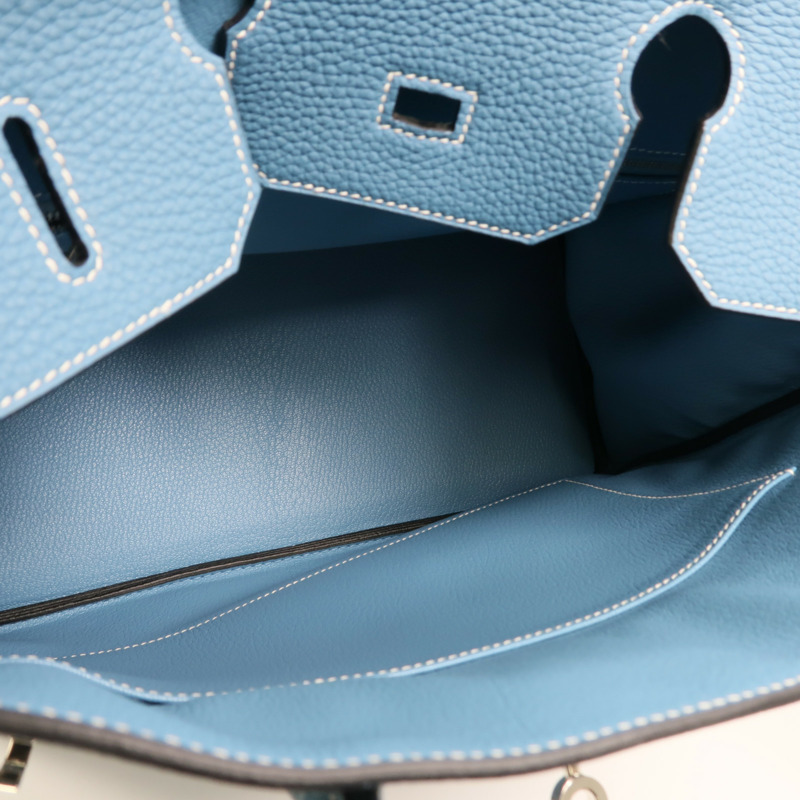 HERMES Togo皮革Birkin 35銀扣手挽袋Bleu Jean-4