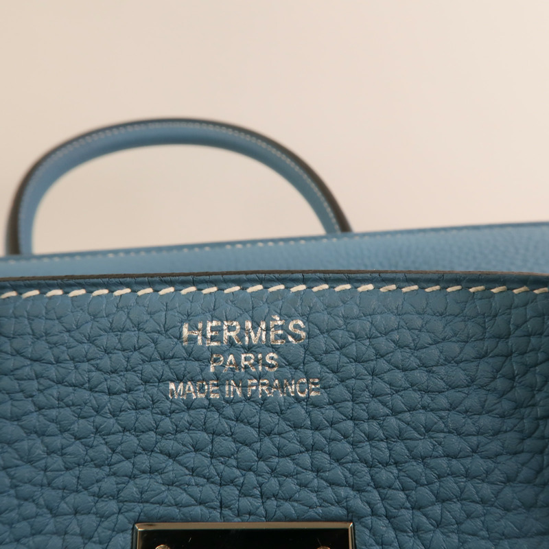 HERMES Togo皮革Birkin 35銀扣手挽袋Bleu Jean-5