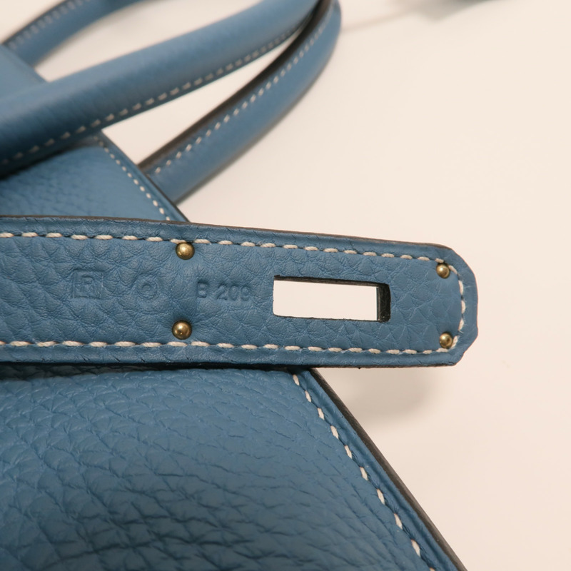 HERMES Togo皮革Birkin 35銀扣手挽袋Bleu Jean-6