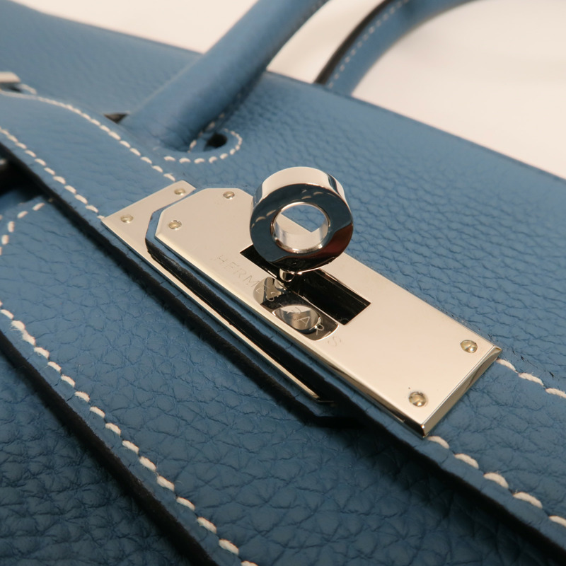 HERMES Togo皮革Birkin 35銀扣手挽袋Bleu Jean-8