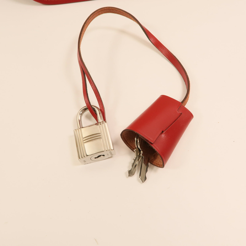 HERMES Toile H帆布Herbag PM手挽肩背兩用袋Rouge Piment/Bordeaux-9