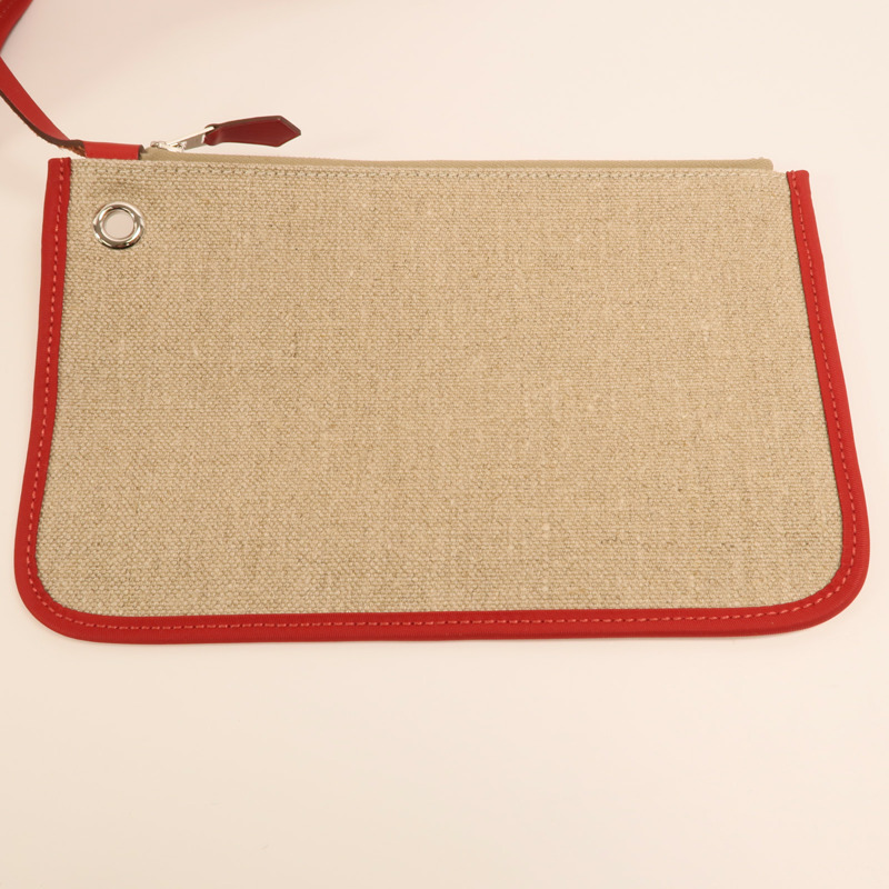 HERMES Toile H帆布Herbag PM手挽肩背兩用袋Rouge Piment/Bordeaux-10