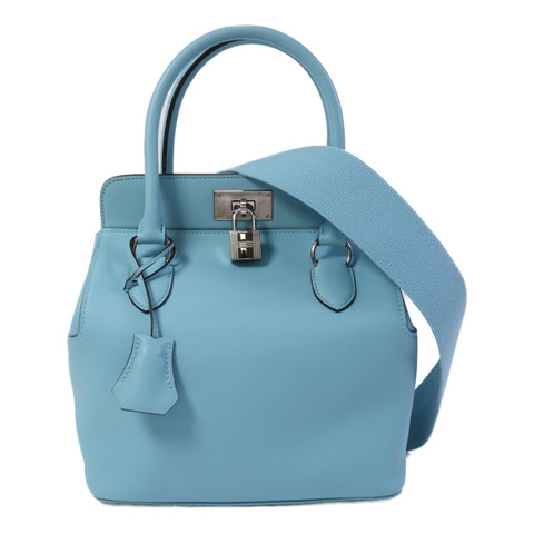 HERMES Swift皮革Toobox 20銀扣手挽肩背兩用袋Bleu St Cyr