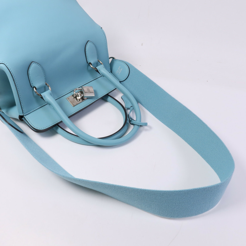 HERMES Evercolor皮革Toobox 20銀扣手挽肩背兩用袋Bleu St Cyr-8