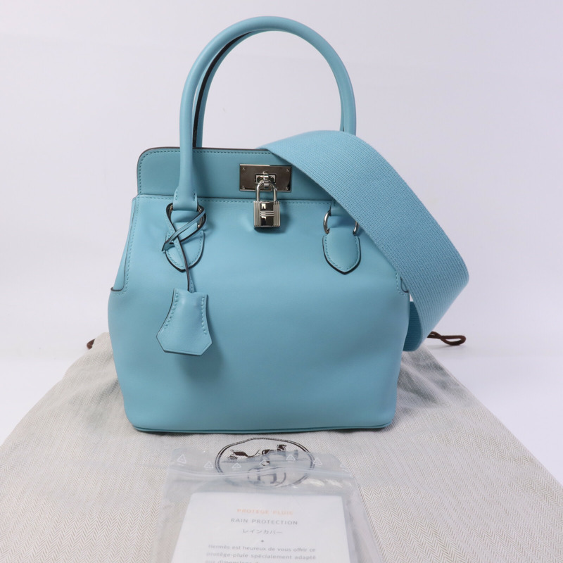 HERMES Evercolor皮革Toobox 20銀扣手挽肩背兩用袋Bleu St Cyr-9