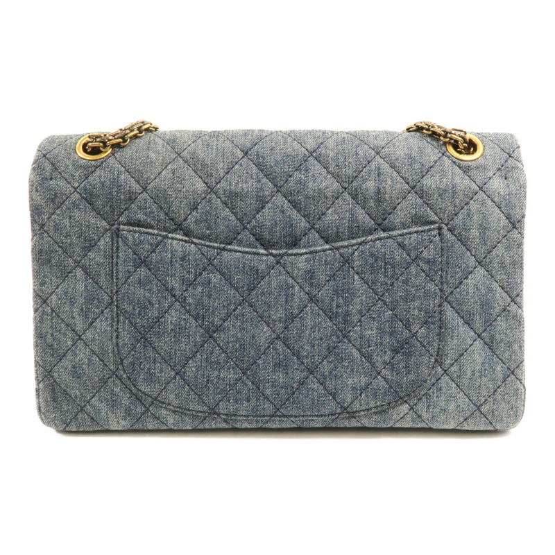 CHANEL 牛仔布2.55 Large金扣鏈帶肩背袋-1