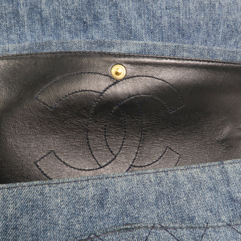 CHANEL 牛仔布2.55 Large金扣鏈帶肩背袋-6