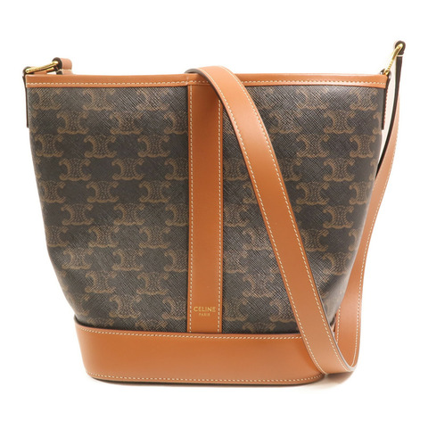 CELINE 塗層帆布Triomphe Small Bucket Bag金扣肩背袋