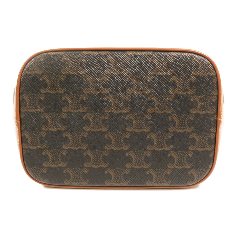 CELINE 塗層帆布Triomphe Small Bucket Bag金扣肩背袋-3