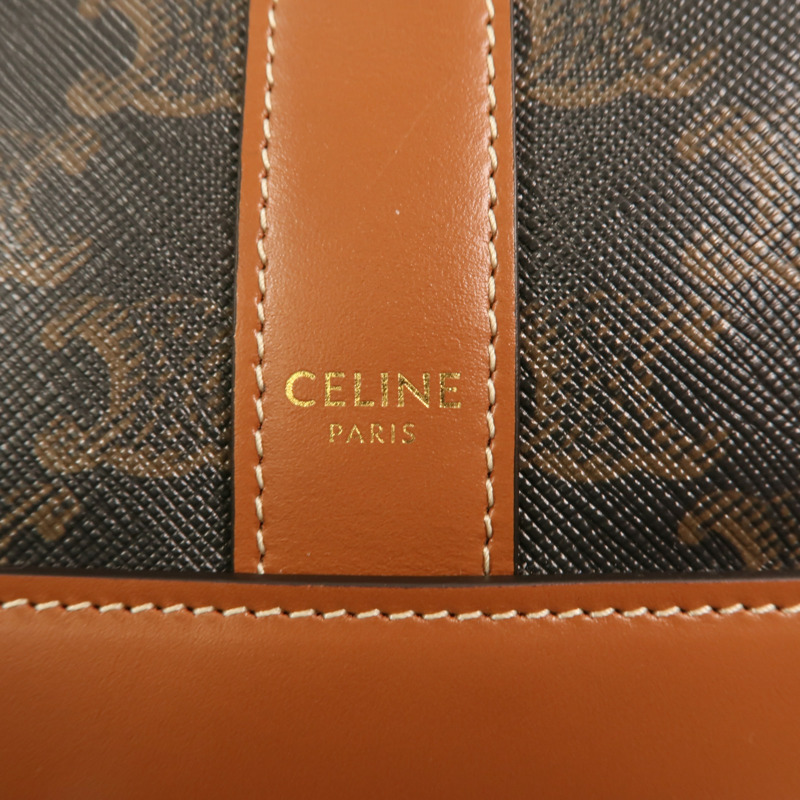 CELINE 塗層帆布Triomphe Small Bucket Bag金扣肩背袋-5