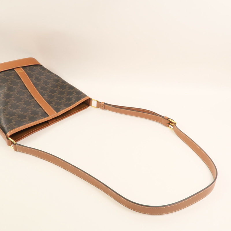 CELINE 塗層帆布Triomphe Small Bucket Bag金扣肩背袋-8