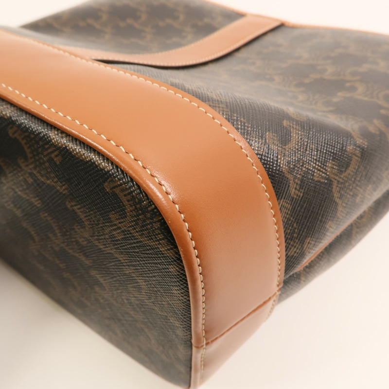 CELINE 塗層帆布Triomphe Small Bucket Bag金扣肩背袋-10