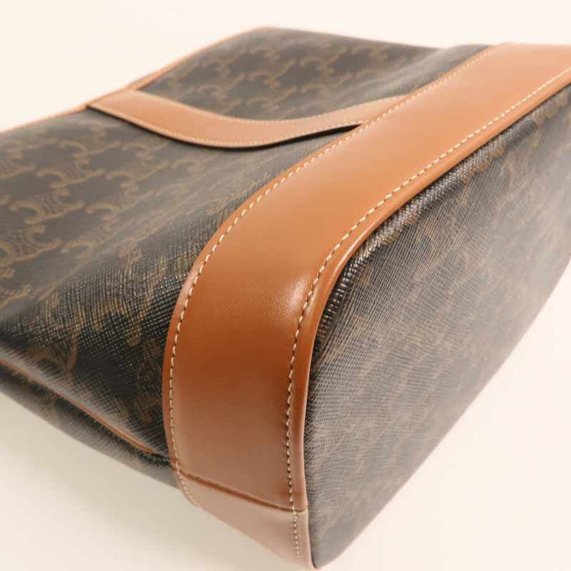 CELINE 塗層帆布Triomphe Small Bucket Bag金扣肩背袋-11