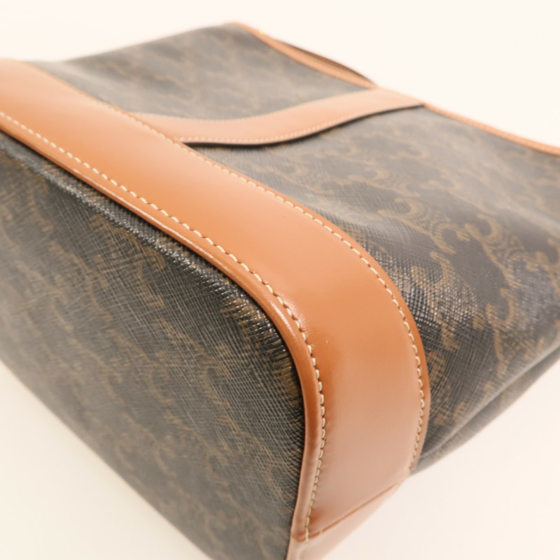 CELINE 塗層帆布Triomphe Small Bucket Bag金扣肩背袋-12