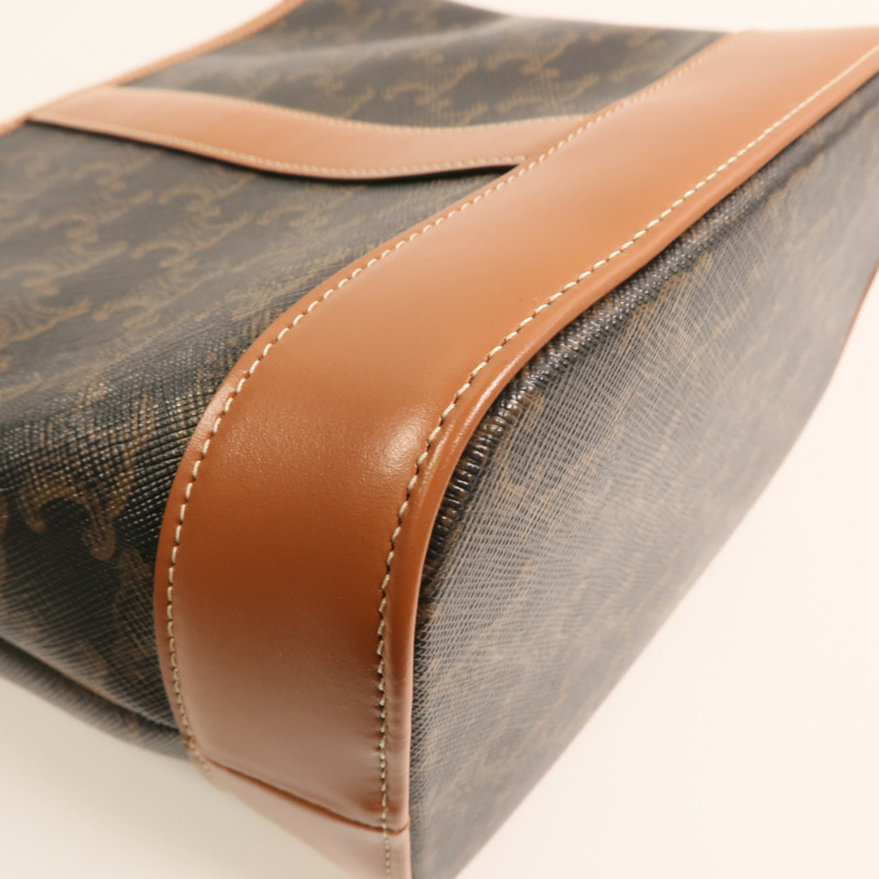 CELINE 塗層帆布Triomphe Small Bucket Bag金扣肩背袋-13