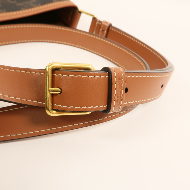 CELINE 塗層帆布Triomphe Small Bucket Bag金扣肩背袋-14