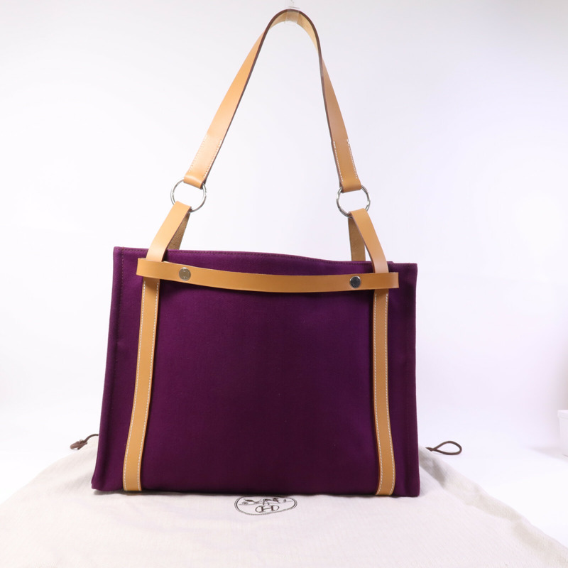 HERMES 帆布Cabalicol銀扣肩背袋Anemone-9