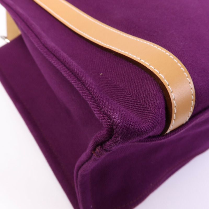 HERMES 帆布Cabalicol銀扣肩背袋Anemone-13