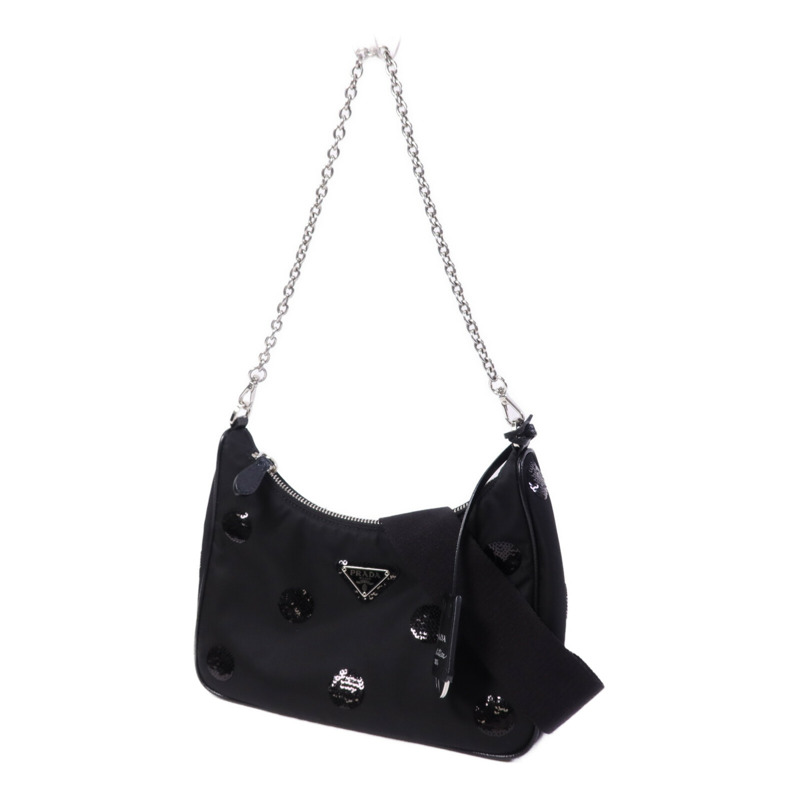 PRADA 尼龍/珠片Re-Edition 2005銀扣手挽肩背兩用袋-2