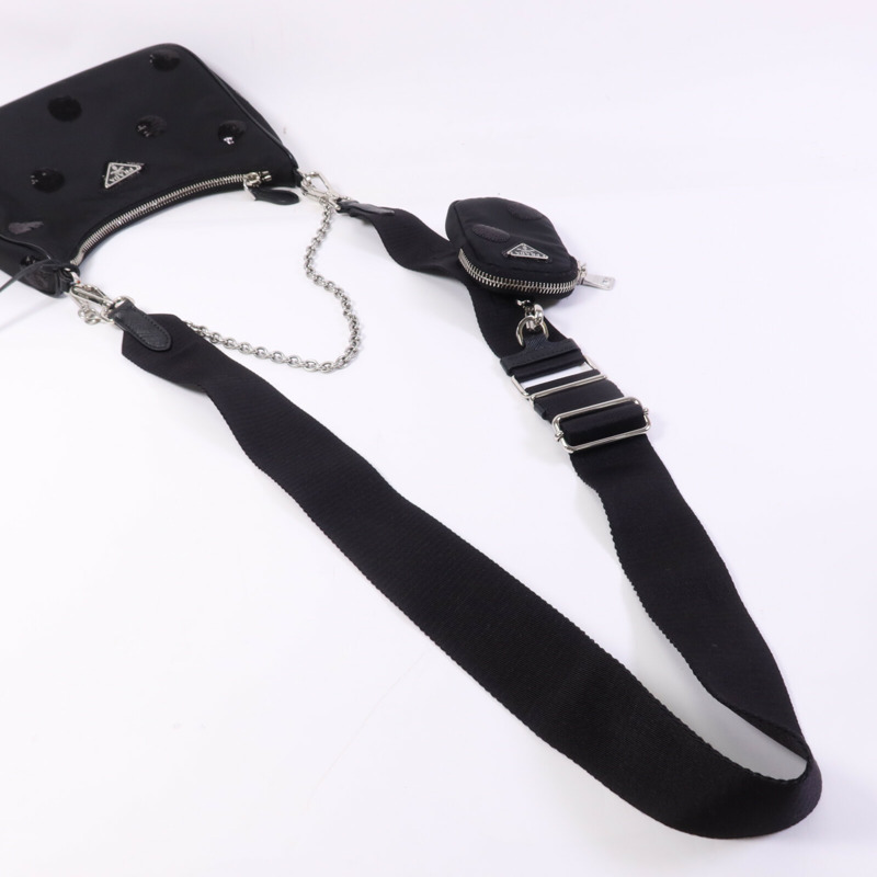 PRADA 尼龍/珠片Re-Edition 2005銀扣手挽肩背兩用袋-9