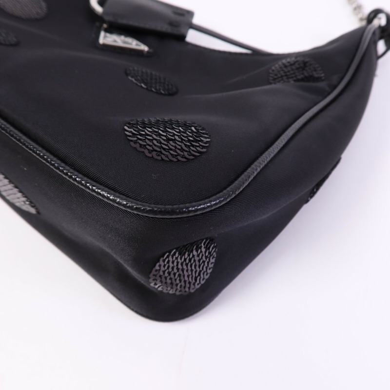 PRADA 尼龍/珠片Re-Edition 2005銀扣手挽肩背兩用袋-11