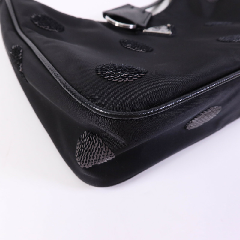 PRADA 尼龍/珠片Re-Edition 2005銀扣手挽肩背兩用袋-12