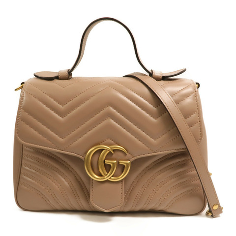GUCCI 牛皮皮革GG Marmont Matelasse Small Top Handle金扣手挽肩背兩用袋