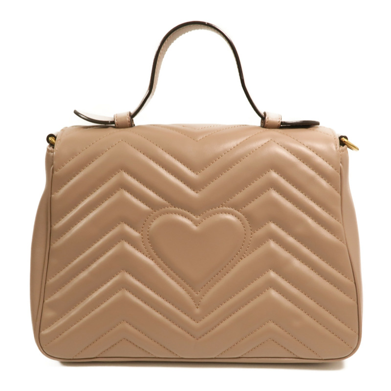 GUCCI 牛皮皮革GG Marmont Matelasse Small Top Handle金扣手挽肩背兩用袋-1