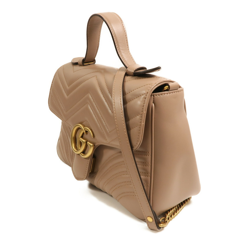 GUCCI 牛皮皮革GG Marmont Matelasse Small Top Handle金扣手挽肩背兩用袋-2