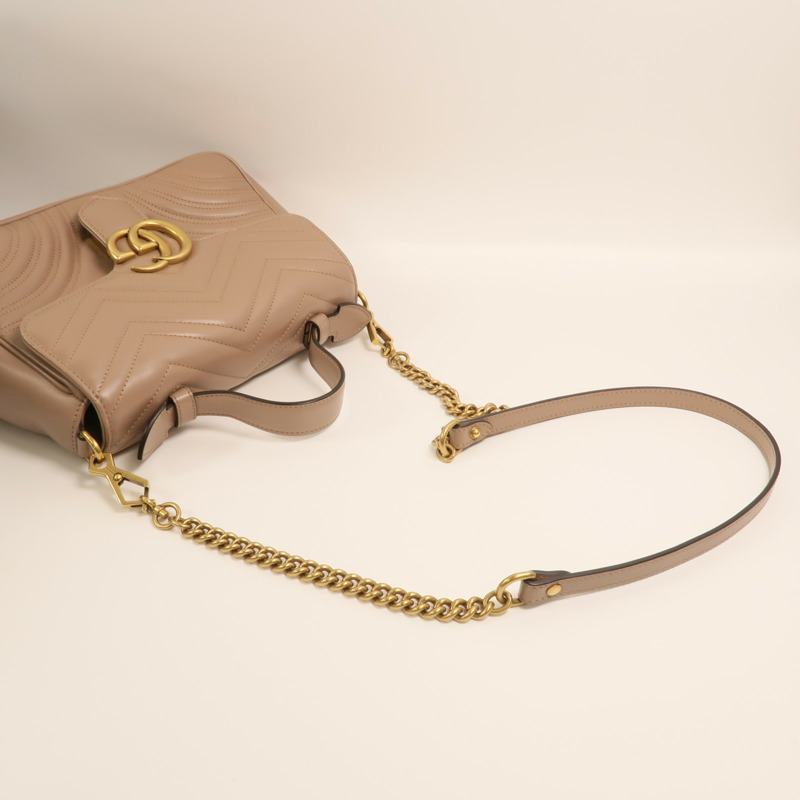 GUCCI 牛皮皮革GG Marmont Matelasse Small Top Handle金扣手挽肩背兩用袋-7
