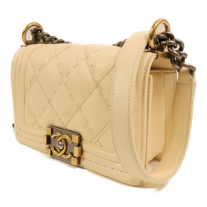 CHANEL 牛皮皮革Boy 20金扣鏈帶肩背袋-2