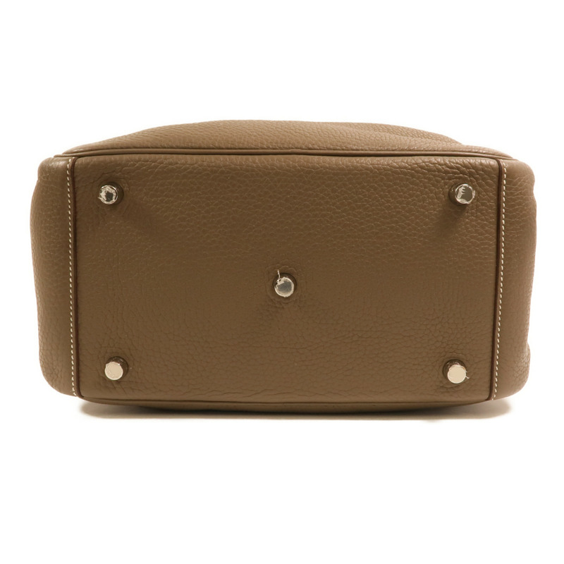 HERMES Clemence皮革Lindy 26銀扣手挽肩背兩用袋Etoupe-3