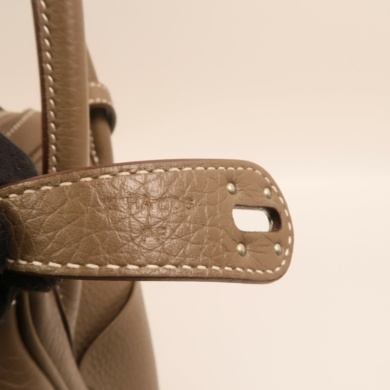 HERMES Clemence皮革Lindy 26銀扣手挽肩背兩用袋Etoupe-6