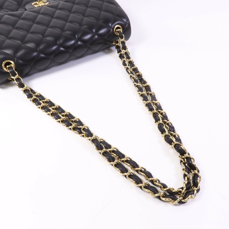 CHANEL 羊皮皮革Large Classic金扣鏈帶肩背袋-8