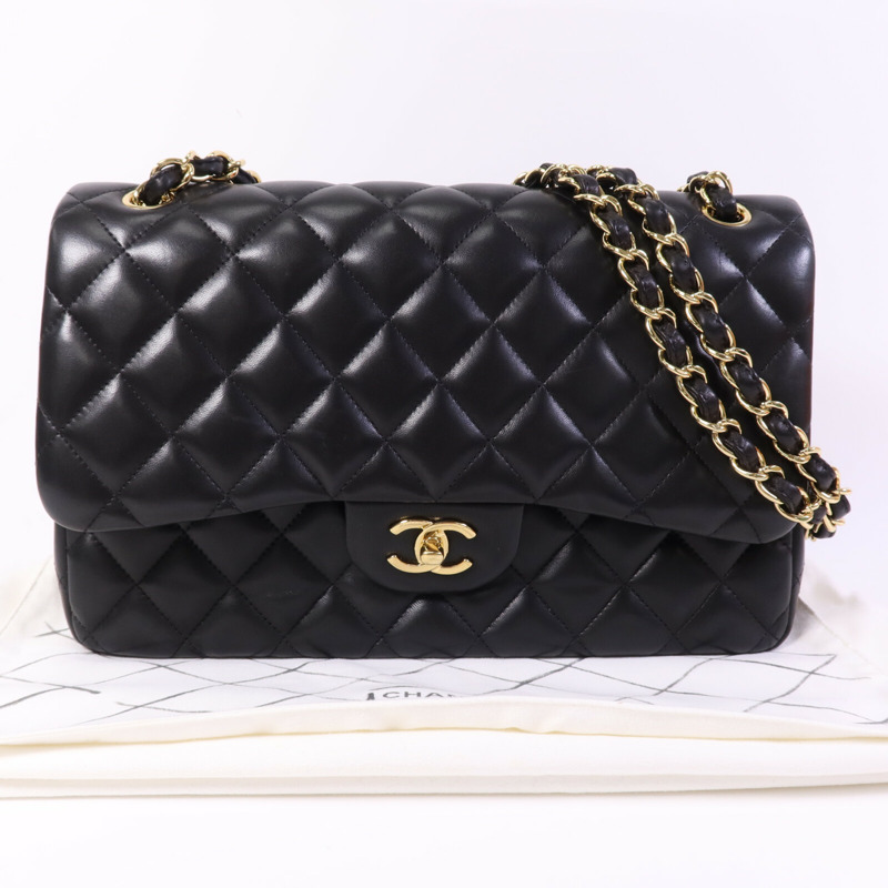 CHANEL 羊皮皮革Large Classic金扣鏈帶肩背袋-9