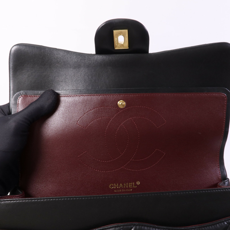 CHANEL 羊皮皮革Large Classic金扣鏈帶肩背袋-15