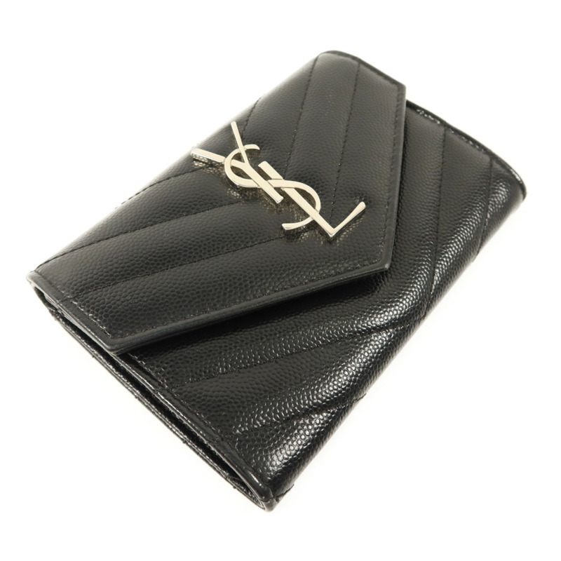 SAINT LAURENT 牛皮皮革Matelasse Small Envelope銀扣錢包-2
