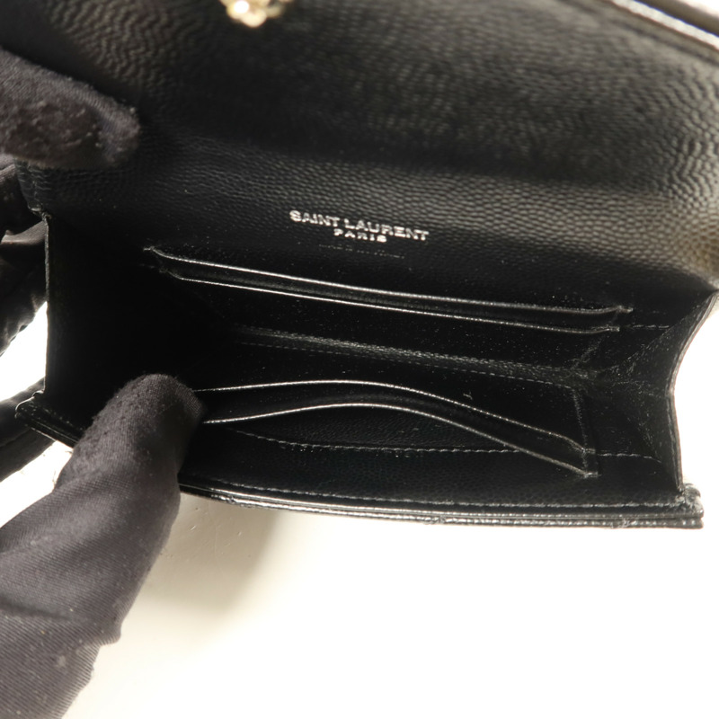 SAINT LAURENT 牛皮皮革Matelasse Small Envelope銀扣錢包-4