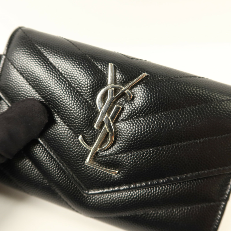SAINT LAURENT 牛皮皮革Matelasse Small Envelope銀扣錢包-7