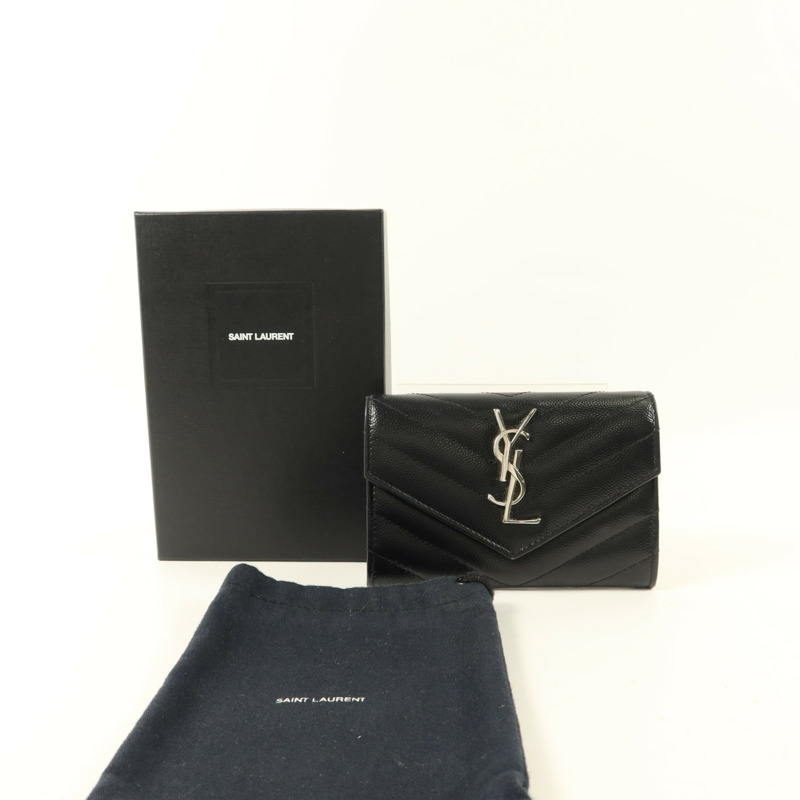 SAINT LAURENT 牛皮皮革Matelasse Small Envelope銀扣錢包-8