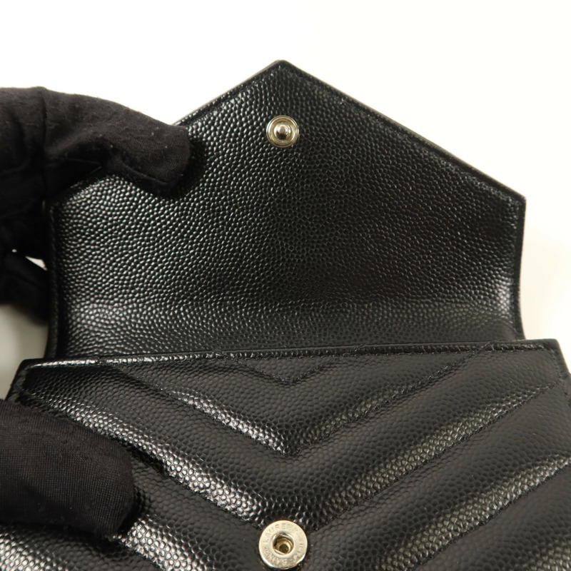 SAINT LAURENT 牛皮皮革Matelasse Small Envelope銀扣錢包-9