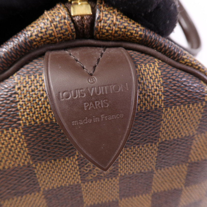 LOUIS VUITTON Damier Speedy 30金扣手挽袋-5