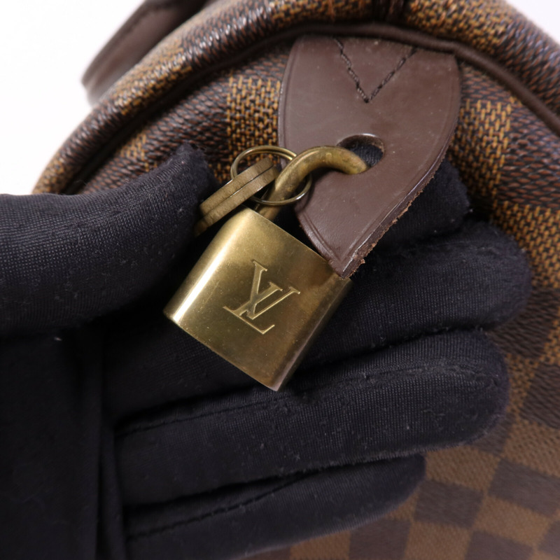 LOUIS VUITTON Damier Speedy 30金扣手挽袋-6