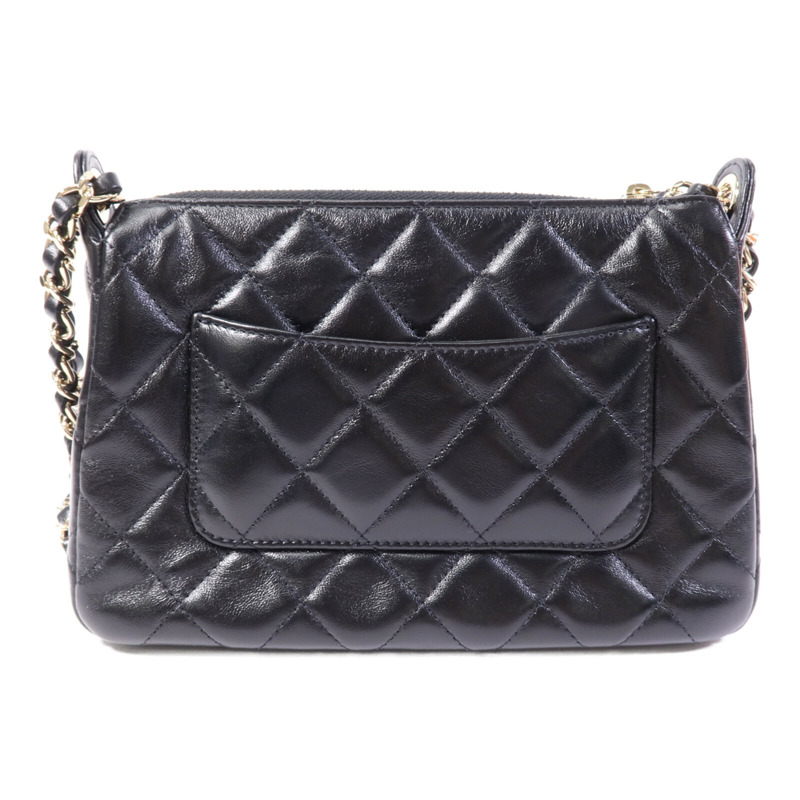 CHANEL 牛皮皮革Clutch With Chain金扣鏈帶肩背袋-1