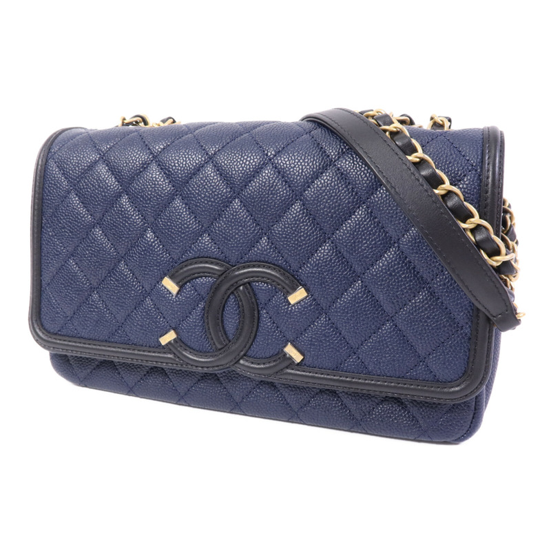 CHANEL 牛皮皮革CC Filigree金扣鏈帶肩背袋-2